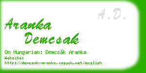 aranka demcsak business card